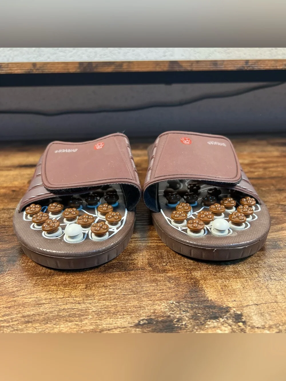 Byriver Massage Slides Shoes Sandals Brown Acupressure Slipper Large 9.5/10.5 M